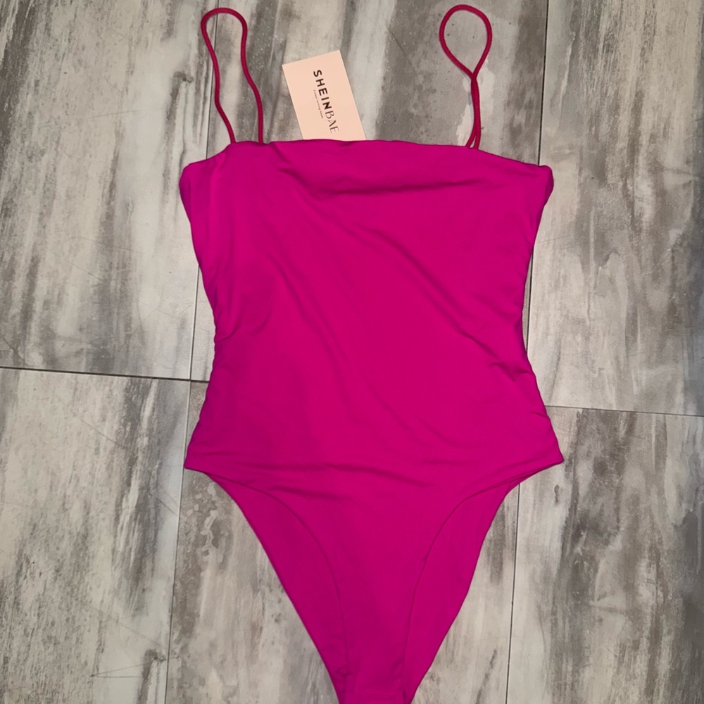 SHEIN Fuchsia Swimsuit with Spaghetti Straps